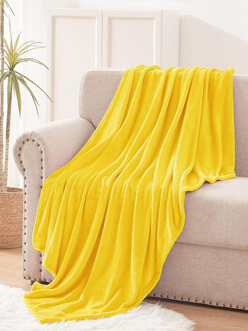 1pc Solid Color Yellow Blanket, Flannelette Soft & Warm Blanket For Living Room & Bedroom, Home Decor