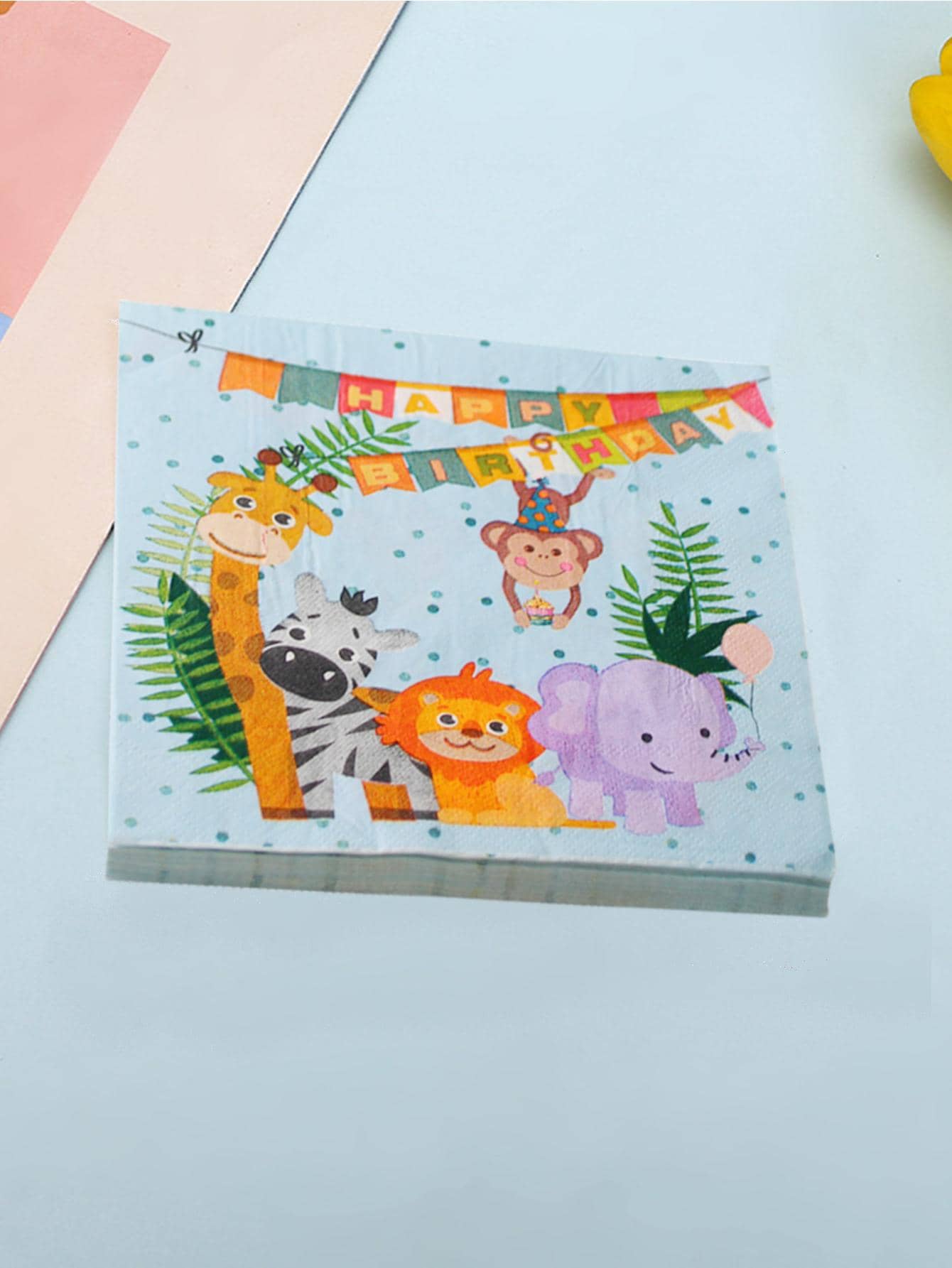 20pcs Animal Pattern Disposable Napkin, Cartoon Animal Print Disposable Paper Napkin For Party, Holiday