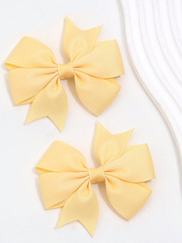 2pcs Toddler Girls Bow Decor Hair Clip For Daily Life