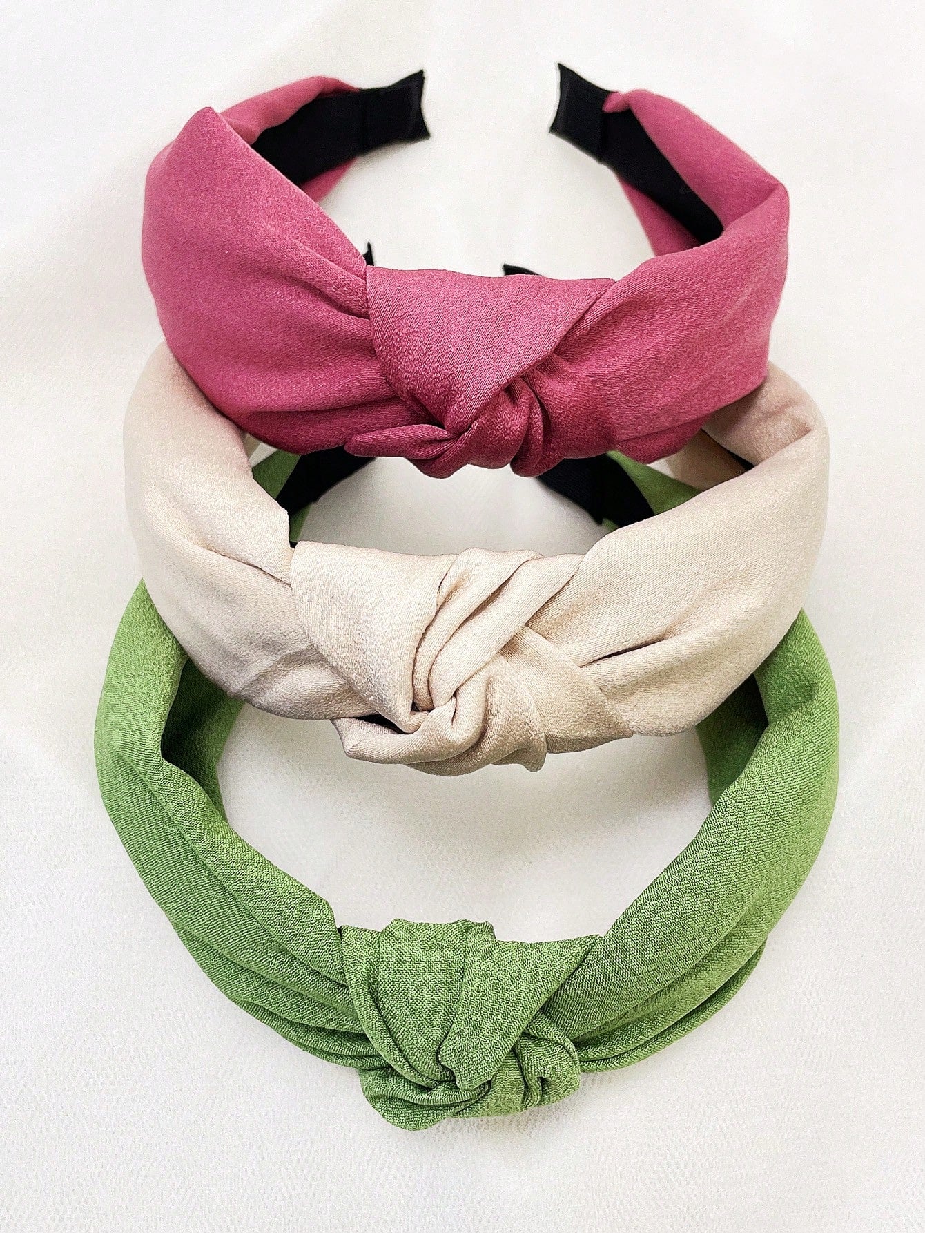 3pcs/set Women's Simple Solid Color Cloth Headbands For Daily Use