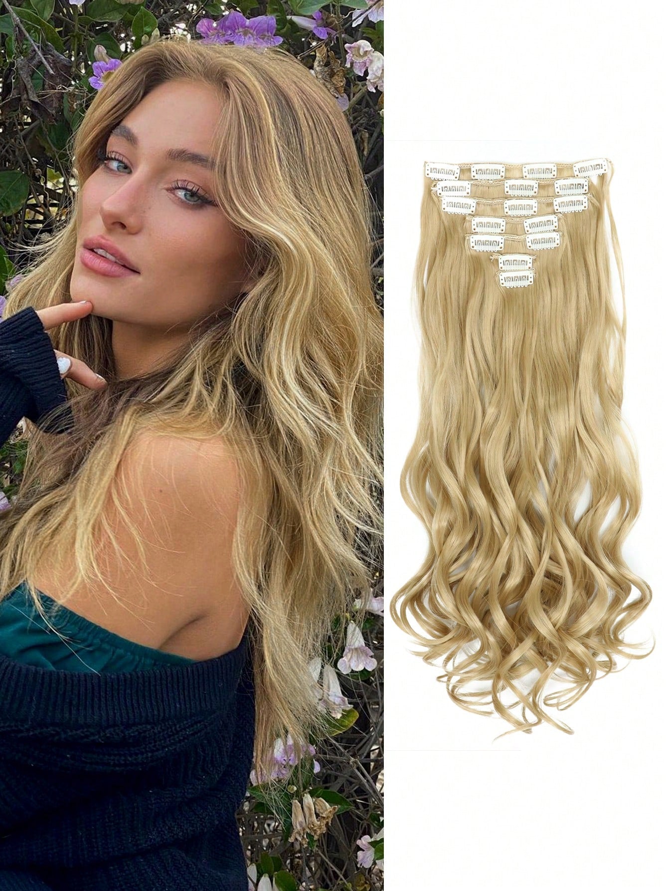 7pcs Clip In Long Body Wave Synthetic Hair Extension
