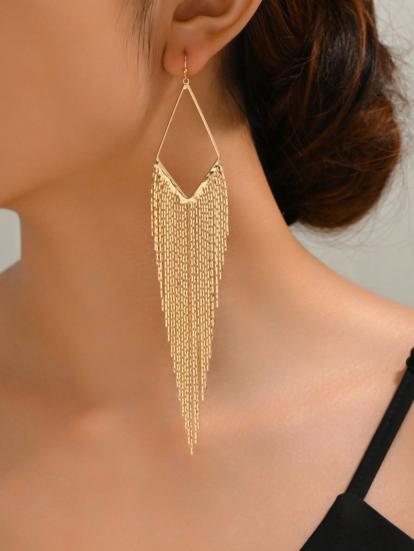 2pcs Fashion Metal Tassel Drop Earrings For Women For Daily Decoration Copper Jewelry
