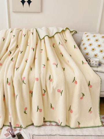 1pc Floral Pattern Throw Blanket