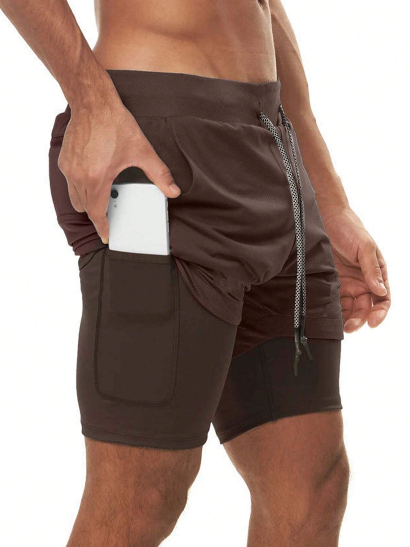 Men Phone Pocket Sports Shorts With Towel Loop