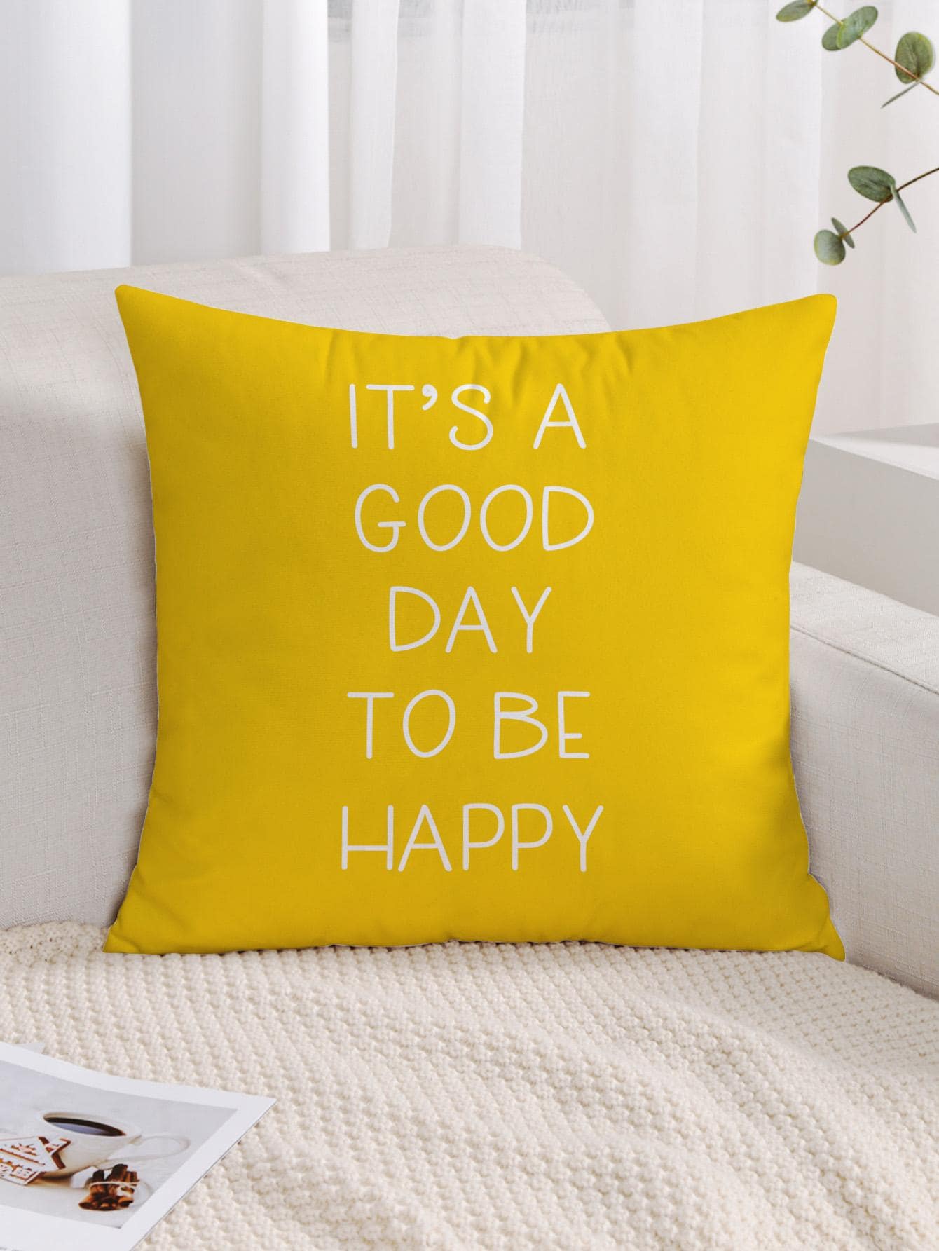 1pc Slogan Graphic Cushion Cover Without Filler, Modern Fabric Decorative Throw Pillow Case For Living Room, Home Decor