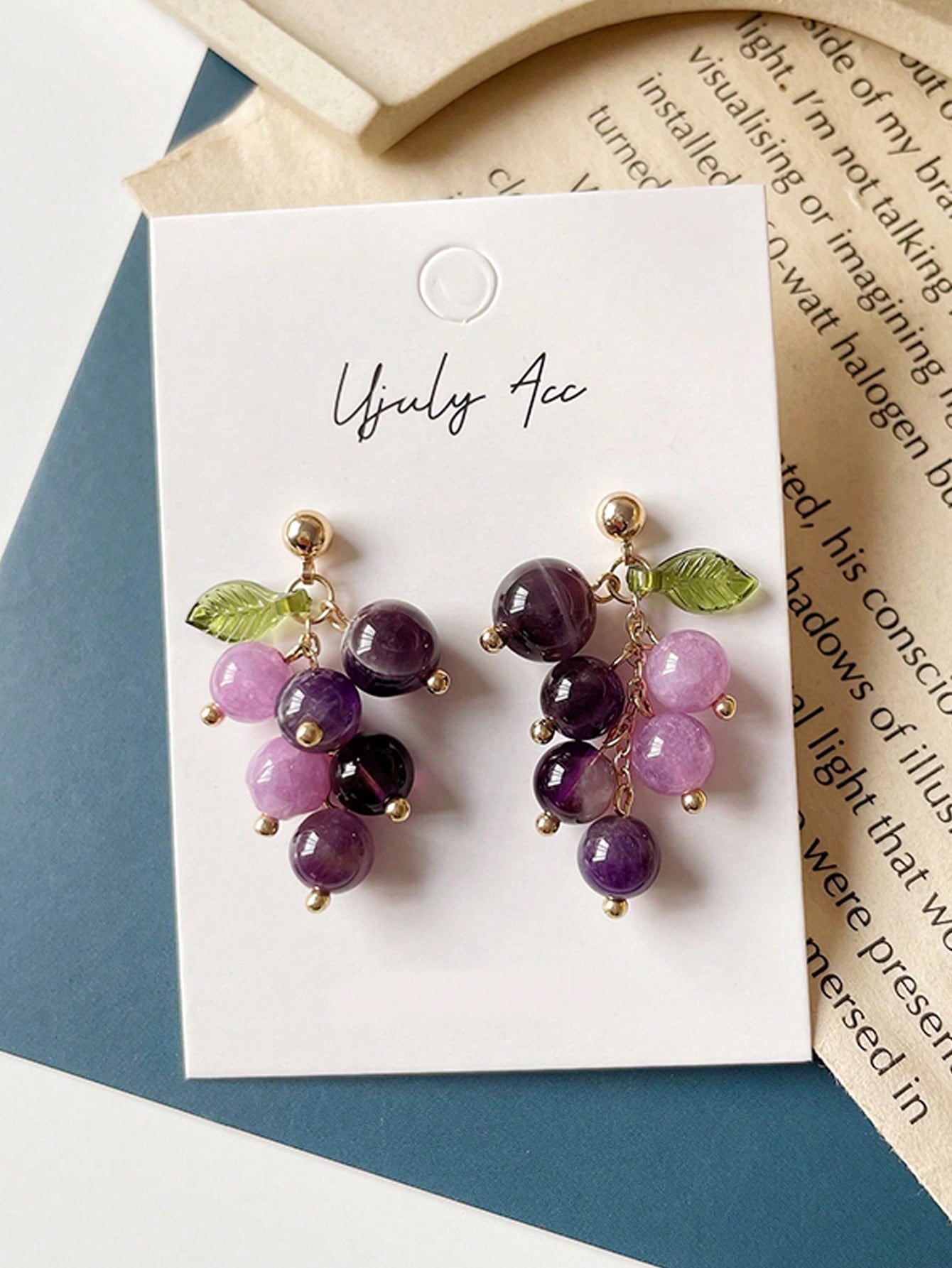 Bead Grape Drop Earrings