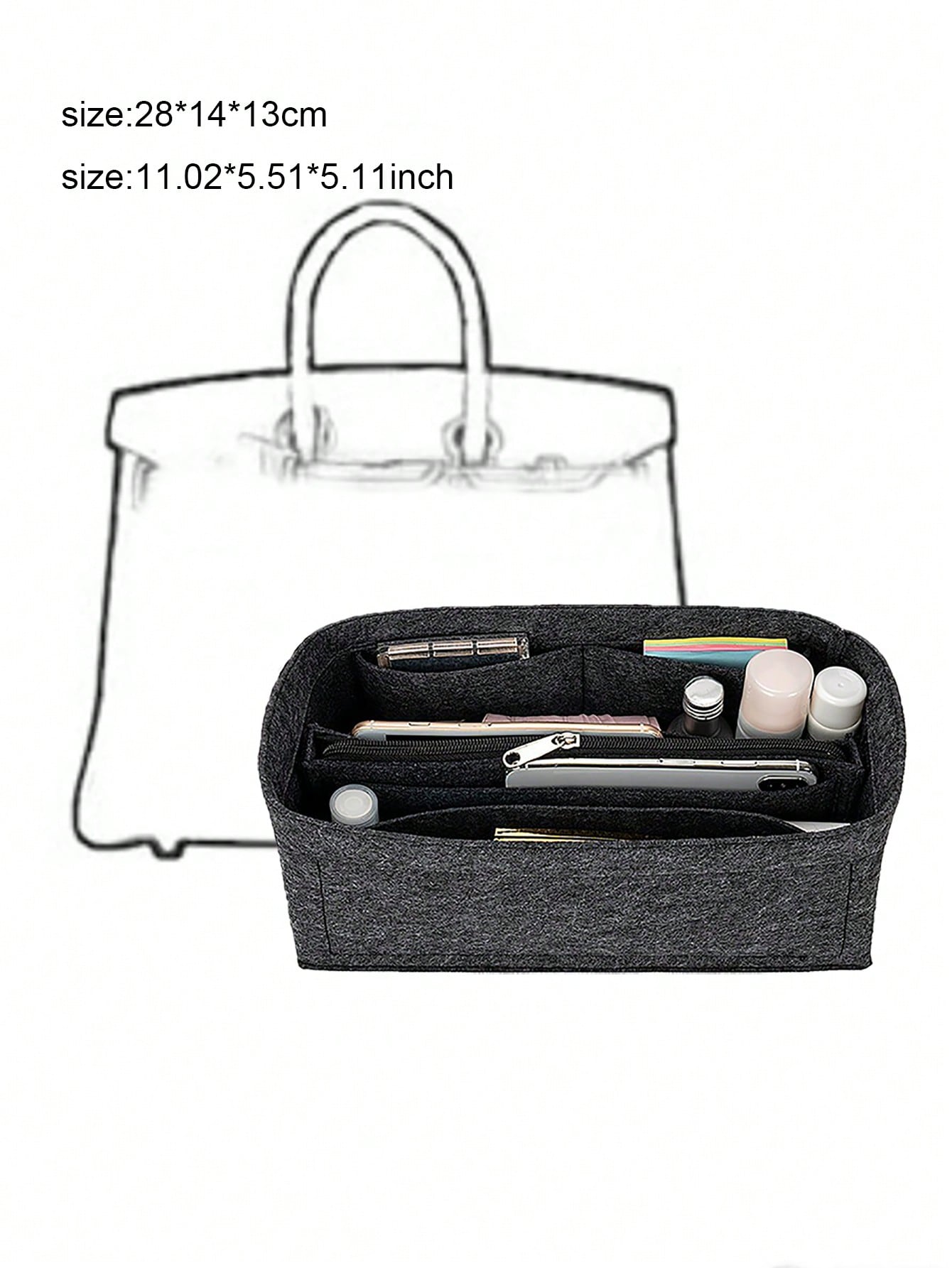 Felt Cloth Insert Bag Organizer For Handbag Organizer Women Travel Portable Cosmetic Inside Bag