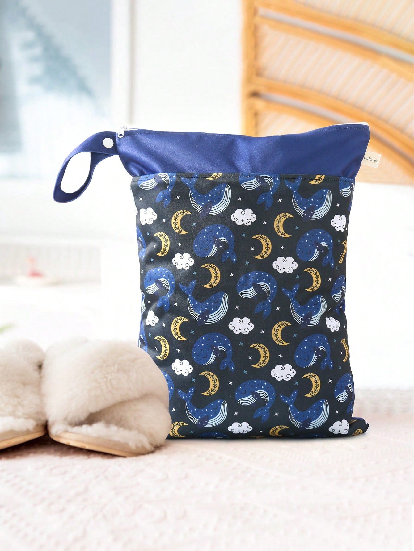 1pc Moon & Cloud Pattern Storage Bag, Modern Polyester Storage Bag For Home