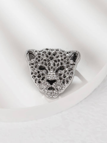 1pc Glamorous Zinc Alloy Leopard Head Design Brooch For Women For Daily Decoration