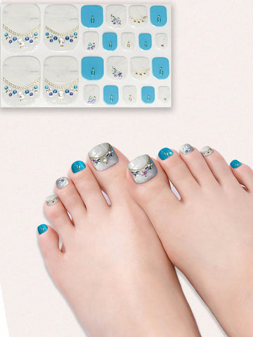 1sheet 3D Marble Pattern Full Cover Toe Nail Stickers