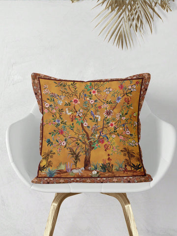 1pc Flower Pattern Cushion Cover Without Filler, Vintage Throw Pillowcase For Home Decor