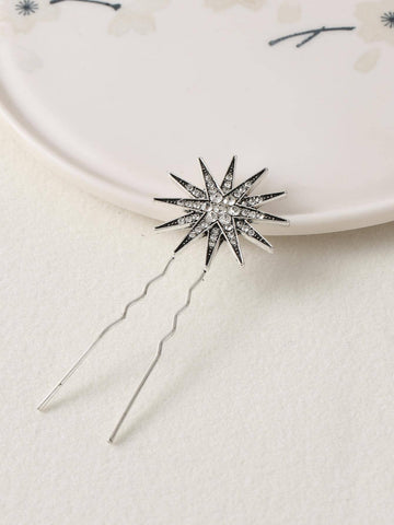 1pc Women Rhinestone Flower Decor Glamorous Hair Pin For Daily Life