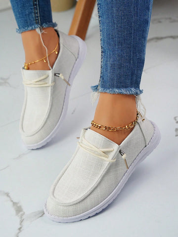 Sporty Slip On Shoes For Women, Lace-up Front Sneakers