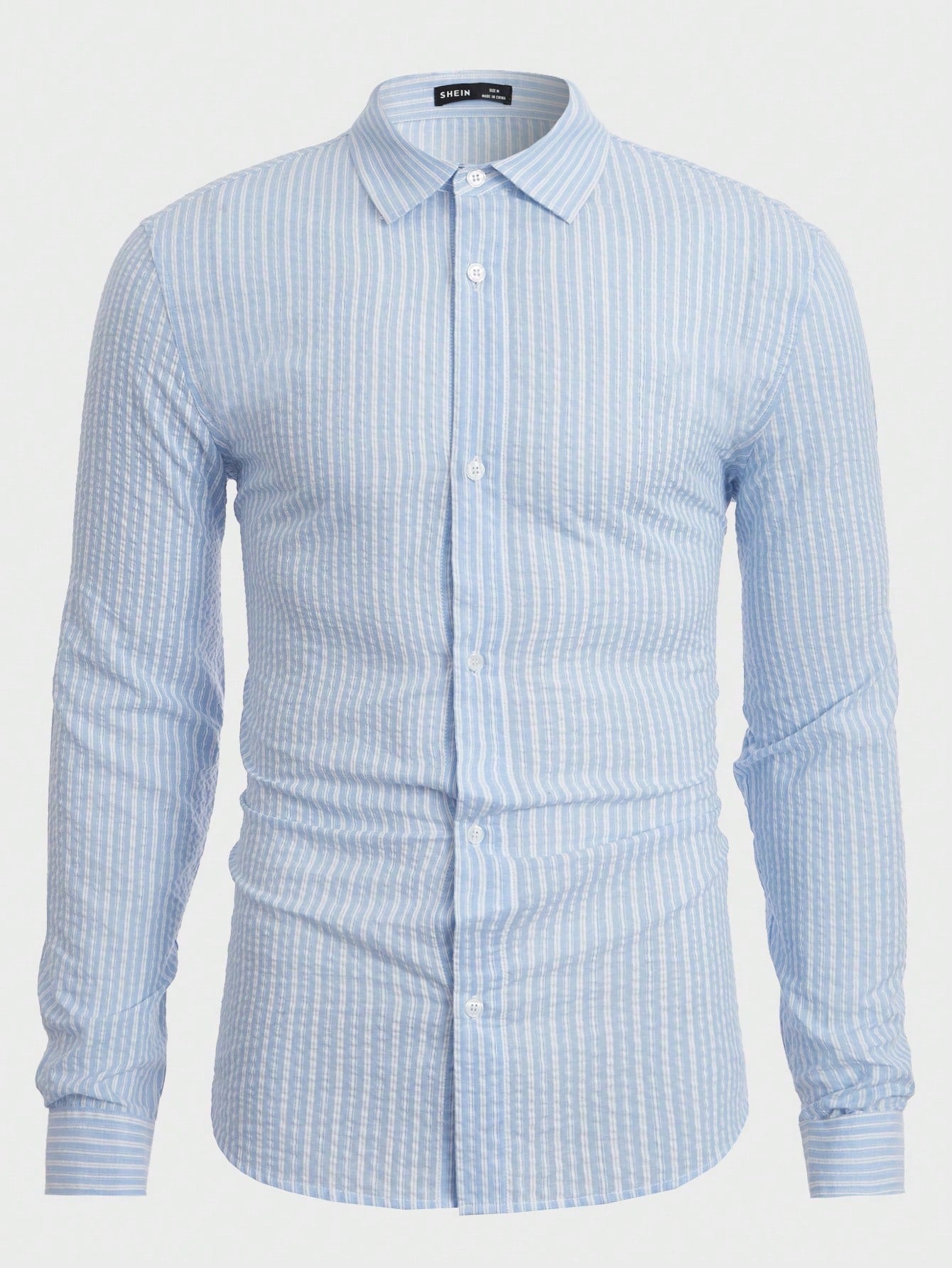 Men Cotton Striped Print Button Front Shirt