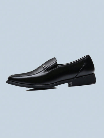 Men Minimalist Dress Loafers, Artificial Leather Slip On Dress Shoes Black