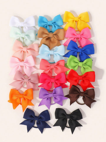 20pcs Girls Bow Decor Fashionable Hair Tie For Daily Life
