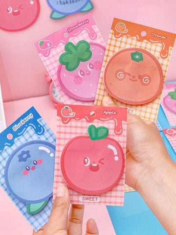 4pcs Cartoon Fruit Pattern Sticky Note, Cute Multi-purpose Easy To Post Writable Sticky Note For School Student, Office