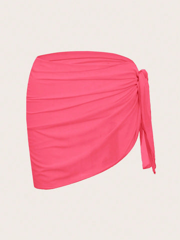 Summer Beach Solid Knot Side Cover Up Skirt