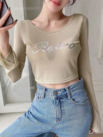 Letter Graphic Crop Top