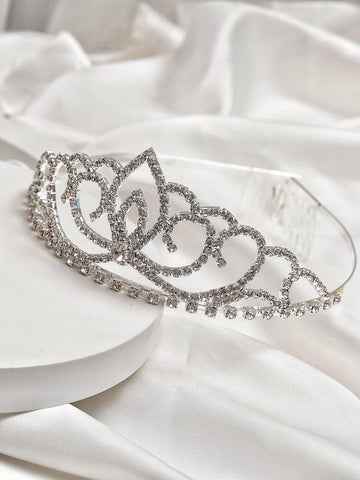 1pc Women Rhinestone Crown Design Glamorous Headband For Wedding Party