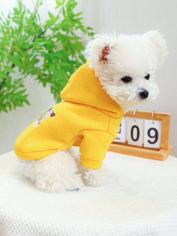 1pc Fabric Cartoon Slogan Graphic Pet Hoodie For Dog For Cold Weather