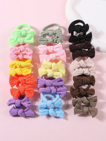 30pcs Girls Bow Decor Hair Tie For Daily Life
