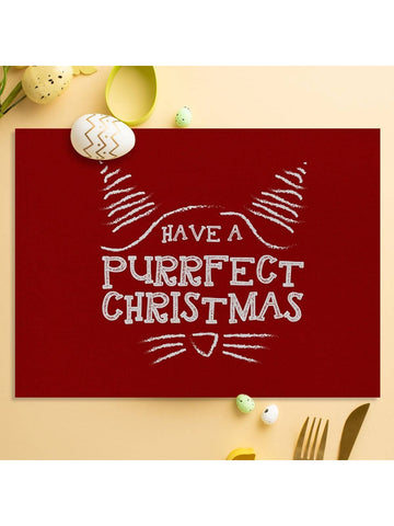 1pc Letter Graphic Placemat, Creative Fabric Anti-slip Insulation Table Mat For Home, Party, Holiday