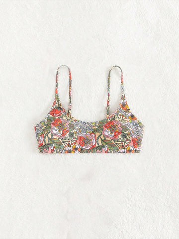 Summer Beach Floral Print Bikini Top
