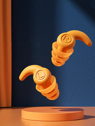 2pcs/set Silicone Ear Plug, Modern Orange Muted Ear Protector For Sleep