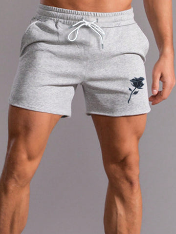 Loose Fit Men's Floral Print Drawstring Waist Shorts