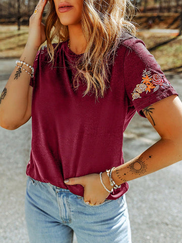 Floral Embroidery Tee