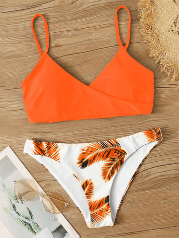 Summer Beach Tropical Print Bikini Swimsuit