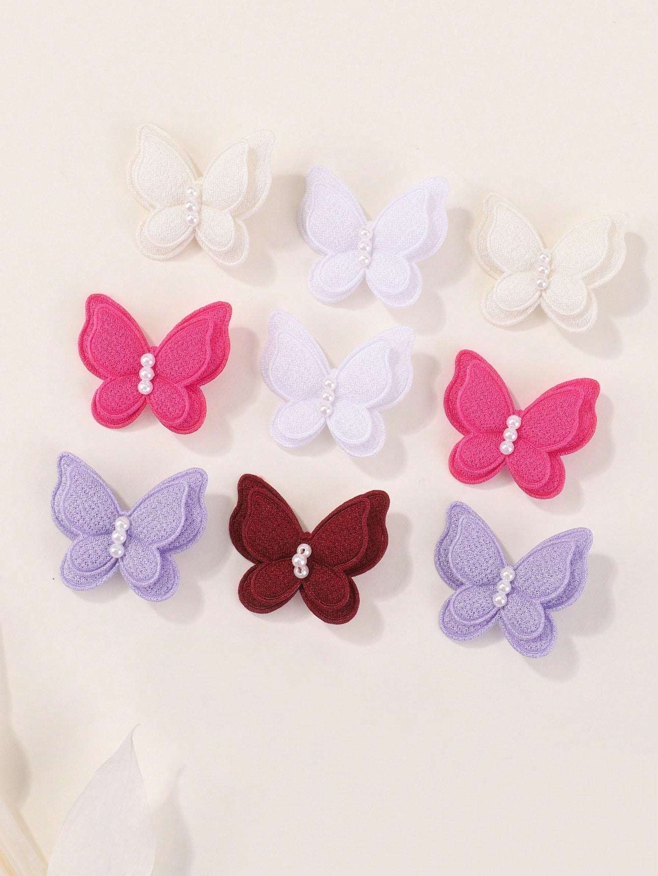 10pcs Girls Butterfly & Faux Pearl Decor Alligator Hair Clip For Hair Decoration