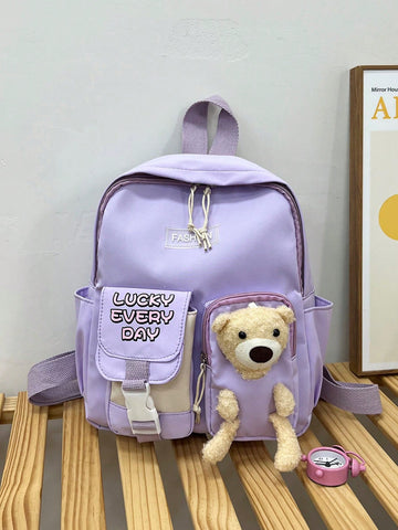 Kids Cartoon Bear Decor Backpack