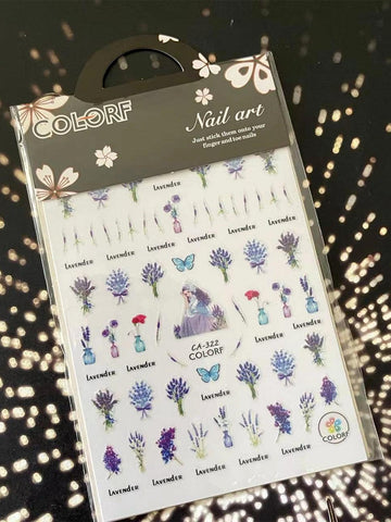 Purple Lavender Design Nail Art Sticker