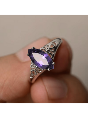 1pc Gorgeous Purple Rhinestone Decorated Single Ring Suitable For Women's Evening Party