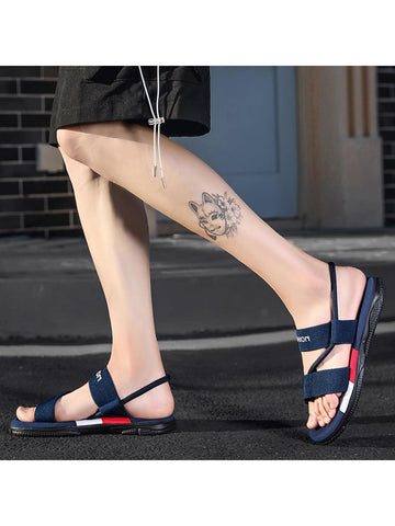 Men Anti-slip Letter Graphic Sandals, Sporty Summer Fabric Thong Sandals