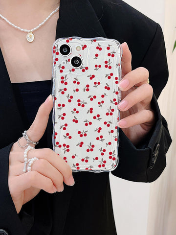 Cherry Is Ripe Transparent Phone Case With Wavy Edge