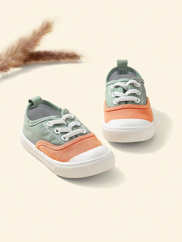 Baby Boys Colorblock Lace Up Design Sporty Canvas Shoes For Outdoor