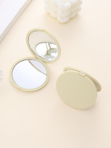1pc Solid Color Round Double-sided Folding Mirror
