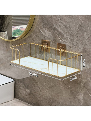 Marble Patterned Bathroom Shower Caddy Without Drilling 1pc