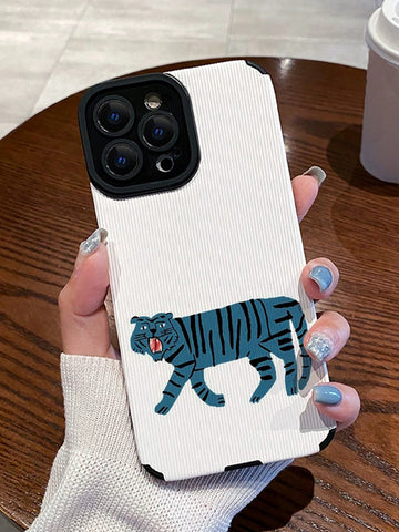 Tiger Pattern Pu Leather Phone Case Sticker For Apple Phones