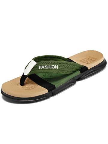 Men's Khaki Color Simple Style Breathable Summer Beach Flip Flops In Large Size, Men's Slippers