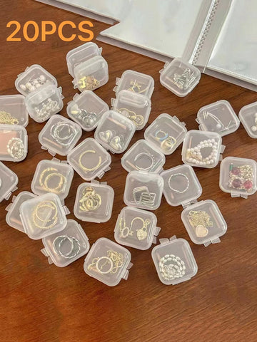 20pcs Portable Transparent Square Jewelry Storage Box, Gift For Valentine's Day