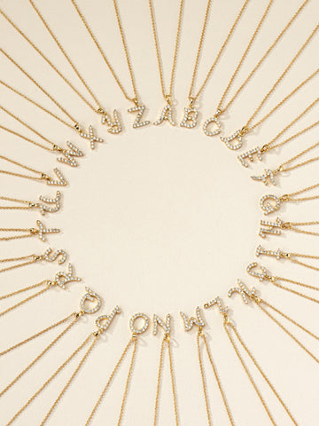 1pc Fashion Copper Rhinestone Decor Letter Pendant Necklace For Women For Decoration Gift Party