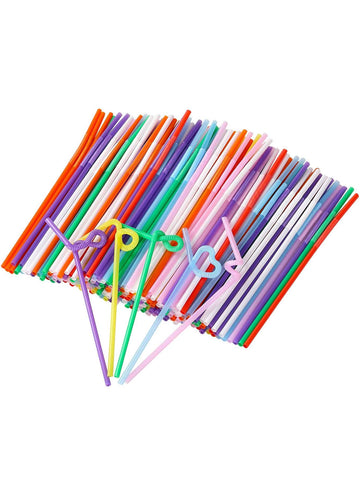 200Pcs Colorful Extra Long Flexible Disposable Drinking Straws Party Supplies Twists Straws Kid Friendly