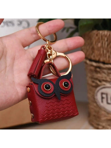 1 Piece PU Leather Cute Owl Coin Wallet Keychain Bag Accessory Couple Keychain Small Pendant Wallet Handbag Backpack Wallet Decoration Party Discounts Party Supplies Car Accessaries Women
