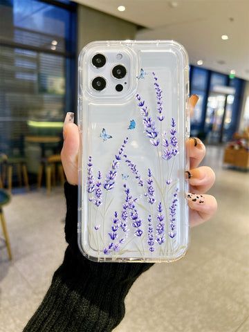 Lavender Painted Clear Phone Case