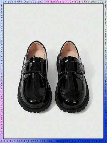 Boys Hook-and-loop Fastener Preppy Loafer Flats For Outdoor