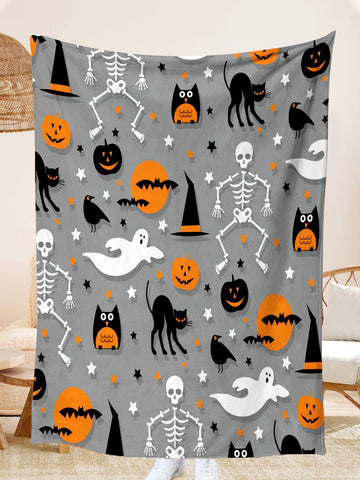 1pc Halloween Themed Printed Blanket